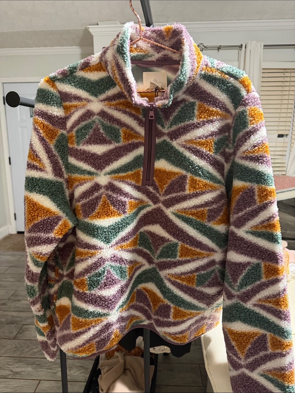 Women's Teddy Quarter-Zip Jacket - Multicolor Geo Print